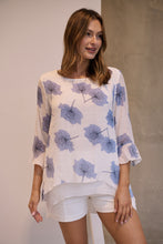 Load image into Gallery viewer, Kiara White/Blue Floral long Sleeve Layered Top