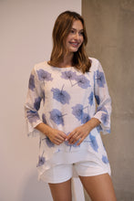 Load image into Gallery viewer, Kiara White/Blue Floral long Sleeve Layered Top