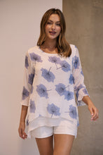 Load image into Gallery viewer, Kiara White/Blue Floral long Sleeve Layered Top