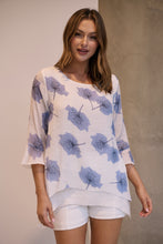 Load image into Gallery viewer, Kiara White/Blue Floral long Sleeve Layered Top