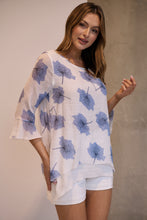Load image into Gallery viewer, Kiara White/Blue Floral long Sleeve Layered Top