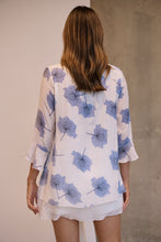 Load image into Gallery viewer, Kiara White/Blue Floral long Sleeve Layered Top
