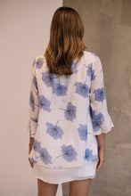 Load image into Gallery viewer, Kiara White/Blue Floral long Sleeve Layered Top