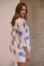 Load image into Gallery viewer, Kiara White/Blue Floral long Sleeve Layered Top