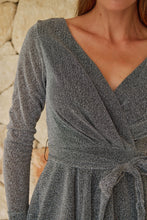 Load image into Gallery viewer, Aliante Silver Sparkle Short Dress