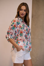 Load image into Gallery viewer, Inaya Chiffon White/Red/Blue Button Up Print Blouse