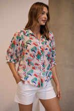 Load image into Gallery viewer, Inaya Chiffon White/Red/Blue Button Up Print Blouse