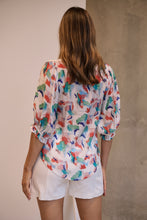 Load image into Gallery viewer, Inaya Chiffon White/Red/Blue Button Up Print Blouse
