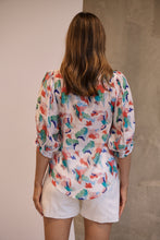 Load image into Gallery viewer, Inaya Chiffon White/Red/Blue Button Up Print Blouse