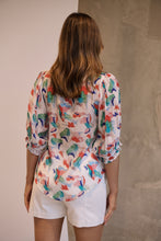 Load image into Gallery viewer, Inaya Chiffon White/Red/Blue Button Up Print Blouse