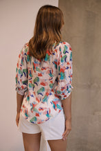 Load image into Gallery viewer, Inaya Chiffon White/Red/Blue Button Up Print Blouse