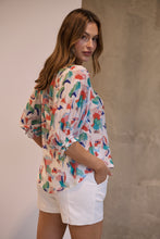 Load image into Gallery viewer, Inaya Chiffon White/Red/Blue Button Up Print Blouse