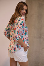 Load image into Gallery viewer, Inaya Chiffon White/Red/Blue Button Up Print Blouse