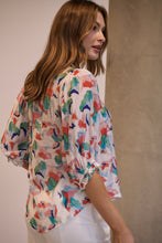 Load image into Gallery viewer, Inaya Chiffon White/Red/Blue Button Up Print Blouse