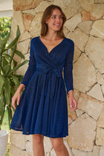 Load image into Gallery viewer, Aliante Navy Sparkle Short Dress