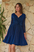 Load image into Gallery viewer, Aliante Navy Sparkle Short Dress