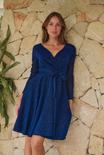 Load image into Gallery viewer, Aliante Navy Sparkle Short Dress