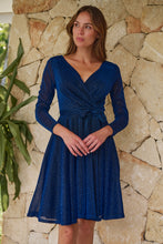 Load image into Gallery viewer, Aliante Navy Sparkle Short Dress