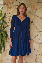 Load image into Gallery viewer, Aliante Navy Sparkle Short Dress