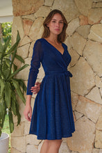 Load image into Gallery viewer, Aliante Navy Sparkle Short Dress