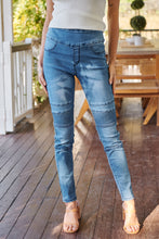 Load image into Gallery viewer, Patched Knee Blue Denim Stretch Jean