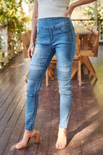Load image into Gallery viewer, Patched Knee Blue Denim Stretch Jean