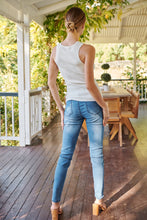 Load image into Gallery viewer, Patched Knee Blue Denim Stretch Jean