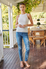 Load image into Gallery viewer, Patched Knee Blue Denim Stretch Jean
