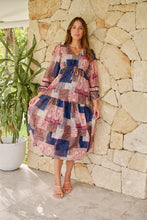 Load image into Gallery viewer, Autumn Navy/Wine Bandana Paisley Print Long Sleeve Dress