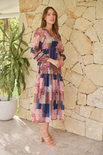 Load image into Gallery viewer, Autumn Navy/Wine Bandana Paisley Print Long Sleeve Dress