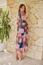 Load image into Gallery viewer, Autumn Navy/Wine Bandana Paisley Print Long Sleeve Dress