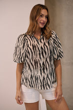 Load image into Gallery viewer, Abigail Puff Sleeve Black Zebra Print Blouse