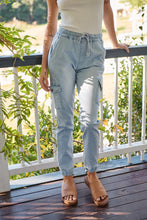 Load image into Gallery viewer, Cargo Light Blue Wash Denim Jogger Pant