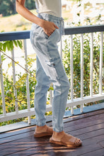 Load image into Gallery viewer, Cargo Light Blue Wash Denim Jogger Pant