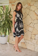 Load image into Gallery viewer, Monica Black/White Bold Paisley Print Tie Front Dress