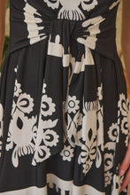 Load image into Gallery viewer, Monica Black/White Bold Paisley Print Tie Front Dress