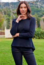Load image into Gallery viewer, Madison Peplum Black Long Sleeve Top