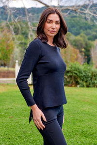 Madison Peplum Black Long Sleeve Top
