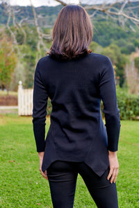 Madison Peplum Black Long Sleeve Top