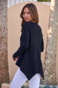 Madison Peplum Black Long Sleeve Top