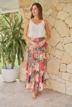 Load image into Gallery viewer, Fleur Red/Peach Patchwork Print Maxi Skirt
