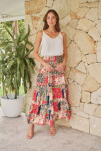 Load image into Gallery viewer, Fleur Red/Peach Patchwork Print Maxi Skirt