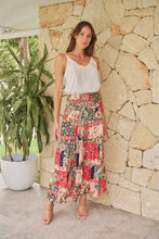 Load image into Gallery viewer, Fleur Red/Peach Patchwork Print Maxi Skirt