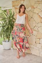 Load image into Gallery viewer, Fleur Red/Peach Patchwork Print Maxi Skirt