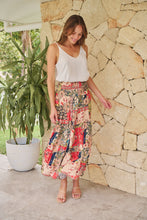 Load image into Gallery viewer, Fleur Red/Peach Patchwork Print Maxi Skirt