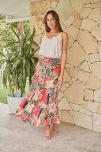 Load image into Gallery viewer, Fleur Red/Peach Patchwork Print Maxi Skirt