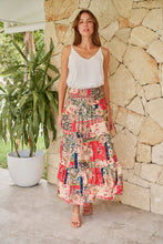 Load image into Gallery viewer, Fleur Red/Peach Patchwork Print Maxi Skirt