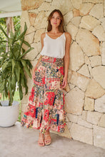Load image into Gallery viewer, Fleur Red/Peach Patchwork Print Maxi Skirt