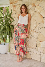 Load image into Gallery viewer, Fleur Red/Peach Patchwork Print Maxi Skirt