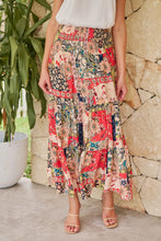 Load image into Gallery viewer, Fleur Red/Peach Patchwork Print Maxi Skirt